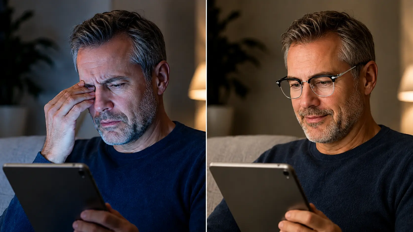 Comparison of blurred close-up vision versus clear vision with OptiReaders Pro
